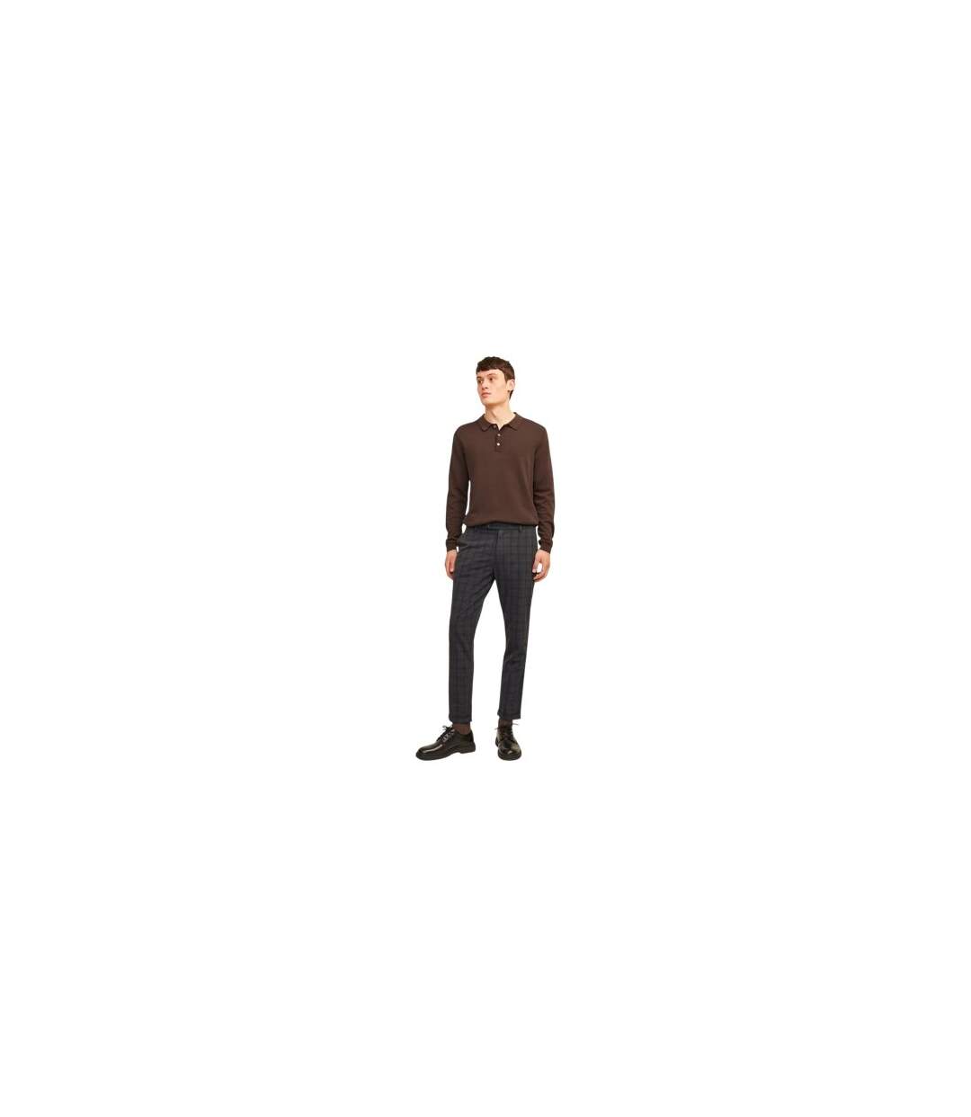 Mens Marco Plaid Slim Chinos Black Jack And Jones-1