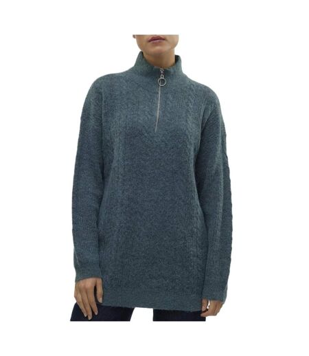 Pull 1/4 zip bleu femme vero moda mili