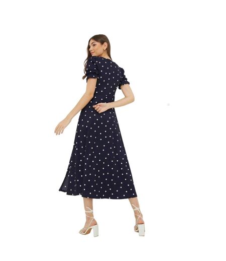 Womens/ladies Spotted Sweetheart Midi Dress Navy Dorothy Perkins
