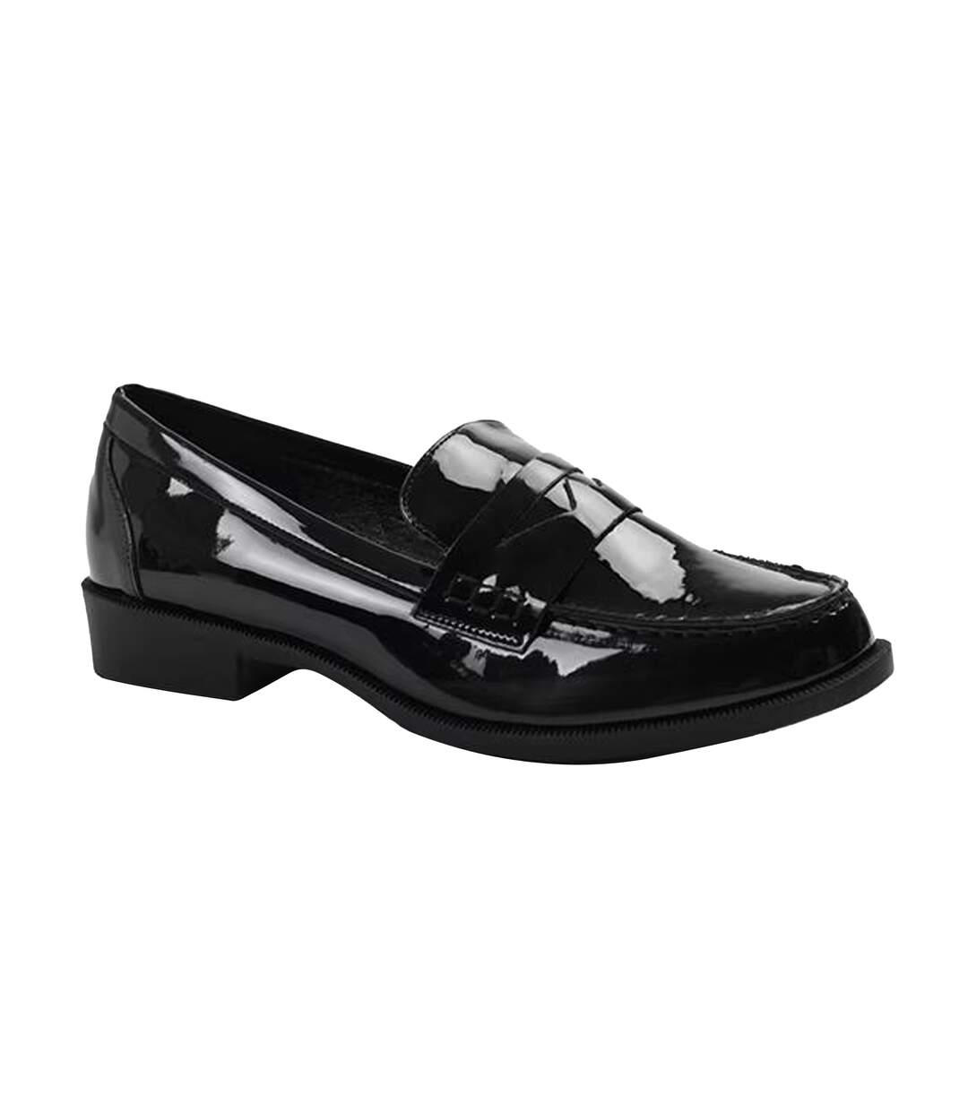 Womens/ladies Houston Patent Leather Slip-on Wide Loafers Black Where´s That From-2
