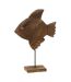 Statuette Poisson sur Pied en Bois Antwan 31cm Marron-1