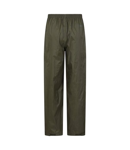 Mens pakka waterproof over trousers dark khaki Mountain Warehouse