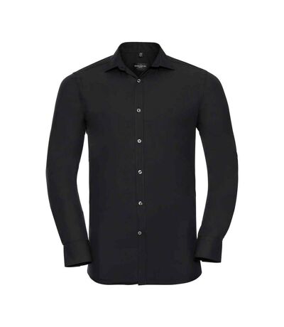Russell Collection Mens Ultimate Stretch Long-Sleeved Formal Shirt (Black)