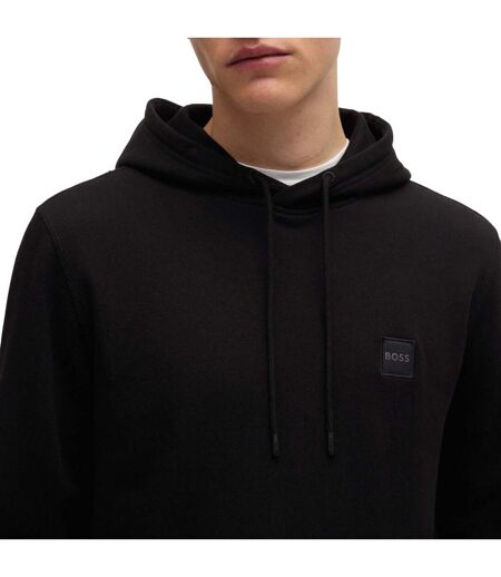 Mens Wetalk Patch Logo Hoodie Black Hugo Boss