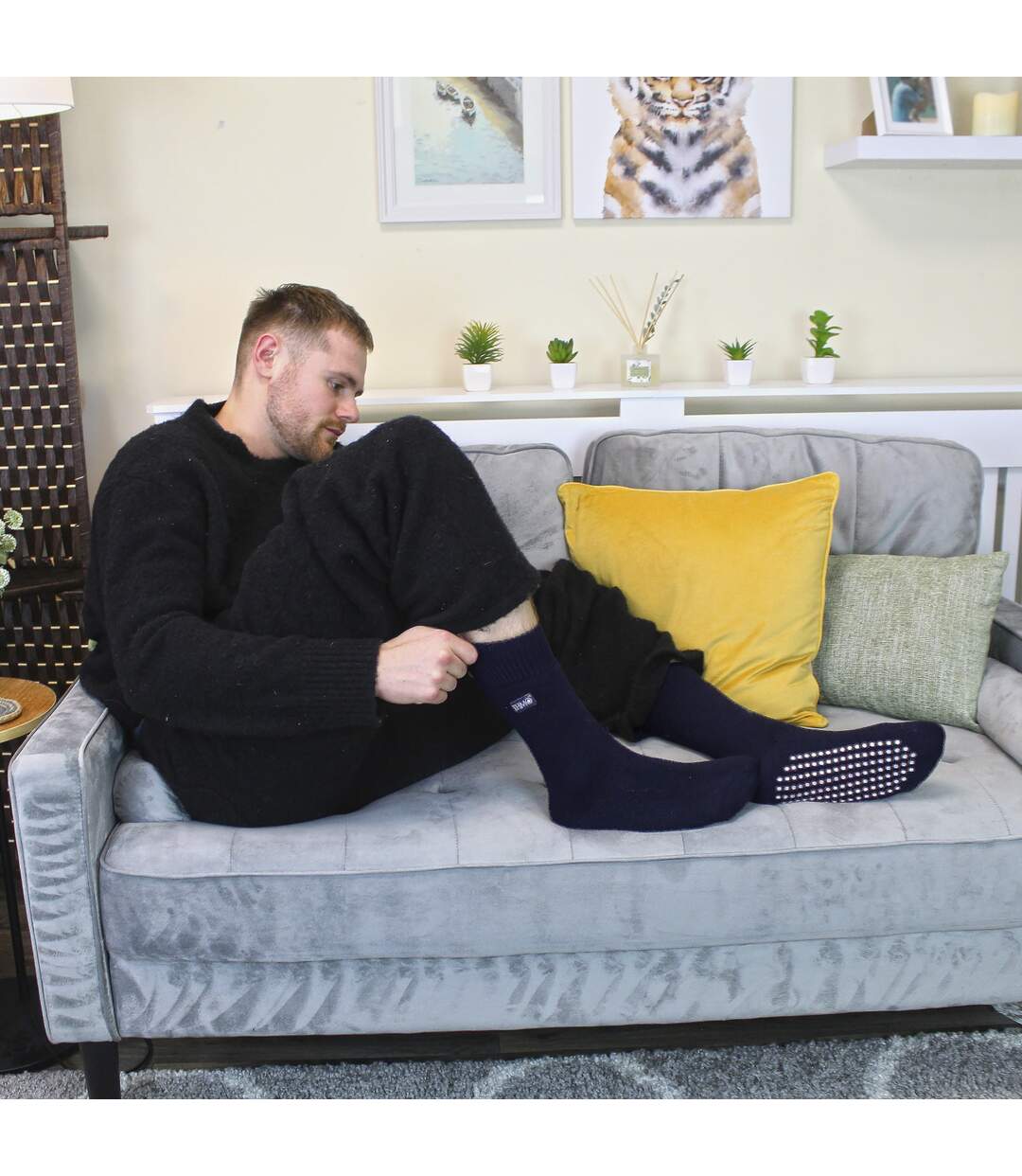THMO Chaussettes Antidérapantes Homme Thermiques-5