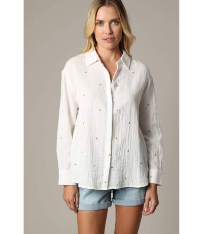 Chemise romantique en gaze de coton avec broderies cœur KENDA