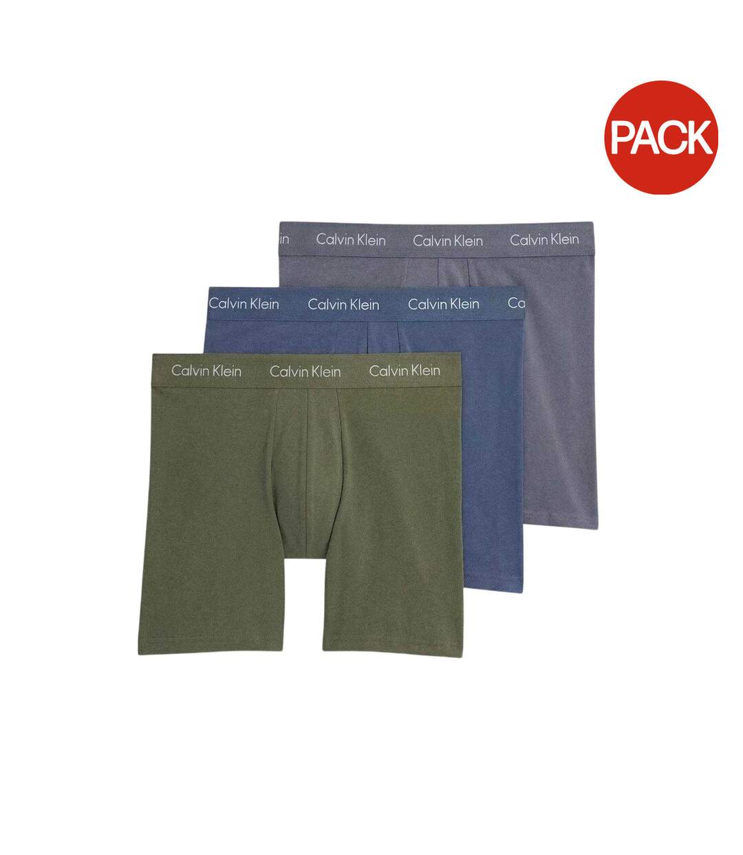 Pack Of 3  Mens Cotton Blend Boxer Briefs  Blue Green Grey Calvin Klein-2