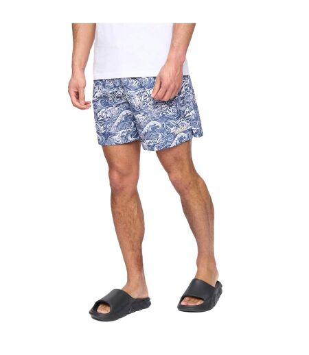 Mens Wave Polyester Regular Summer Swim Shorts Navy Henleys