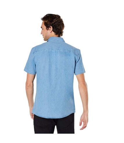 Mens denim short-sleeved shirt light blue Burton