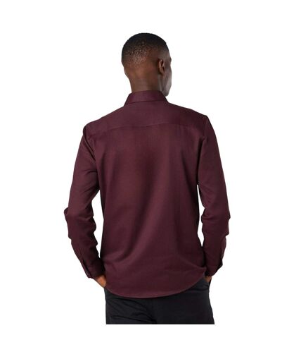 Mens textured stripe long-sleeved shirt burgundy Burton