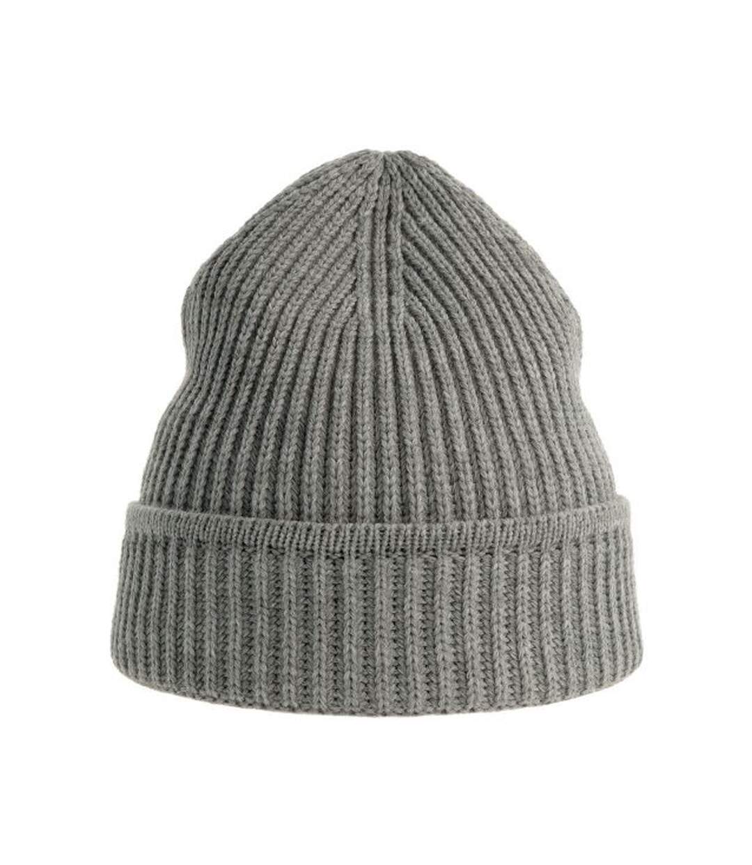 Unisex adult maple ribbed recycled beanie light grey melange Atlantis-2