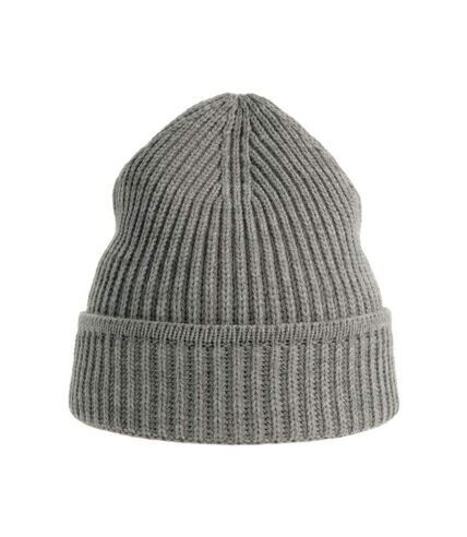 Unisex adult maple ribbed recycled beanie light grey melange Atlantis