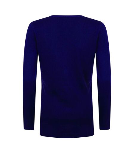 Henbury Ladies/Womens V-Neck Button Fine Knit Cardigan (Purple) - UTRW662