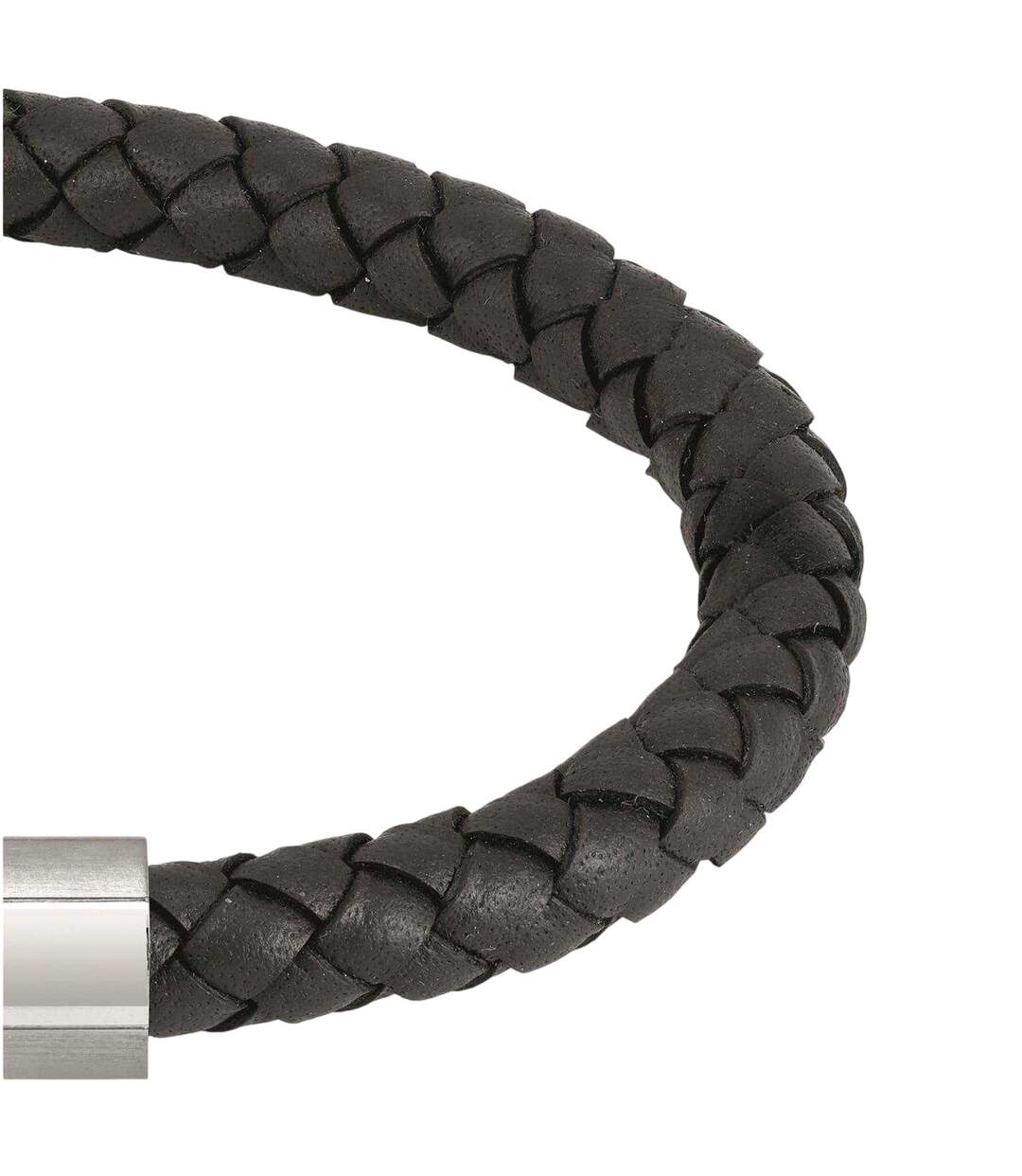 Mens Leather Braided Bracelet One Size Black Boss-3