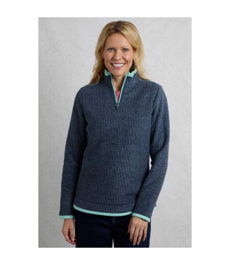 Womens/ladies beye grid eco friendly quarter zip fleece top rich navy Weird Fish