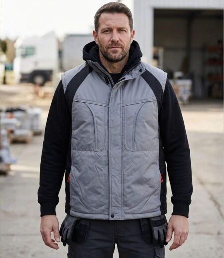 SEDETEX SH1138G — Gilet sans manches gris et noir : protection imperméable et visibilité accrue