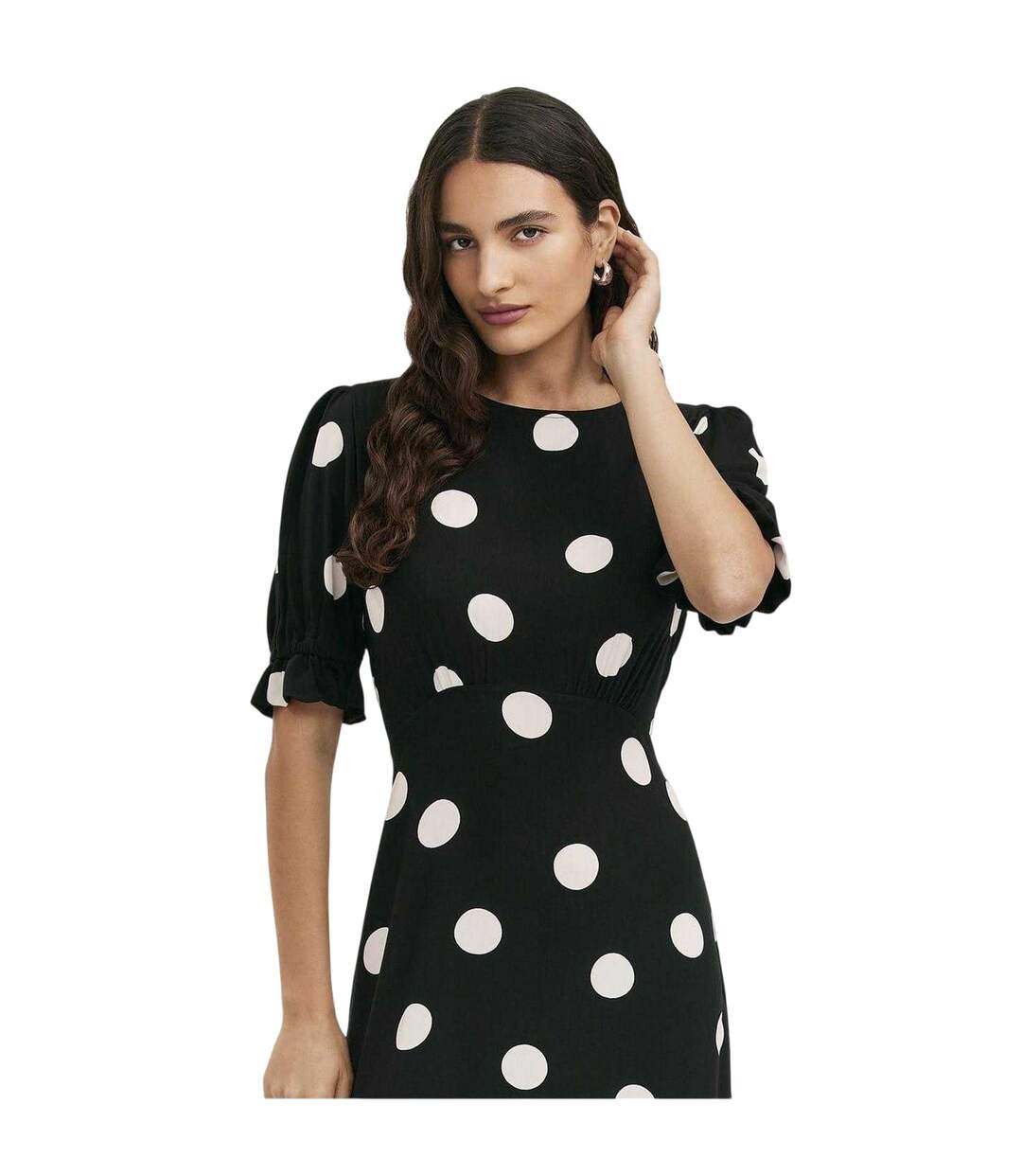 Robe Mi-longue Motif/style À Pois Mela Femme Noir Finery-3