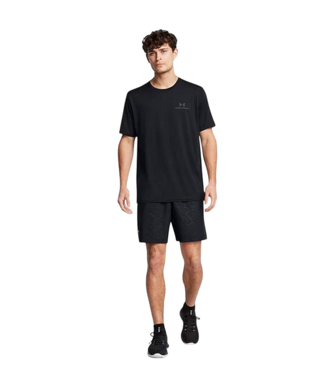Mens Elasticated Waist Loose Fit Shorts Black Under Armour-4