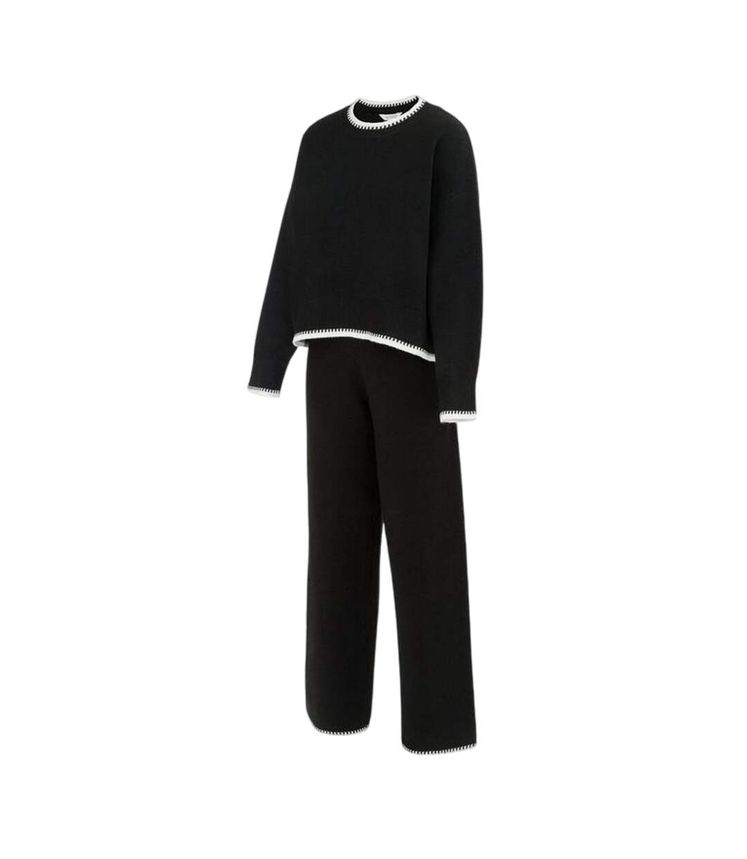 Ensemble Haut Et Bas Manches Longues Femme Noir Blanc Miso-3