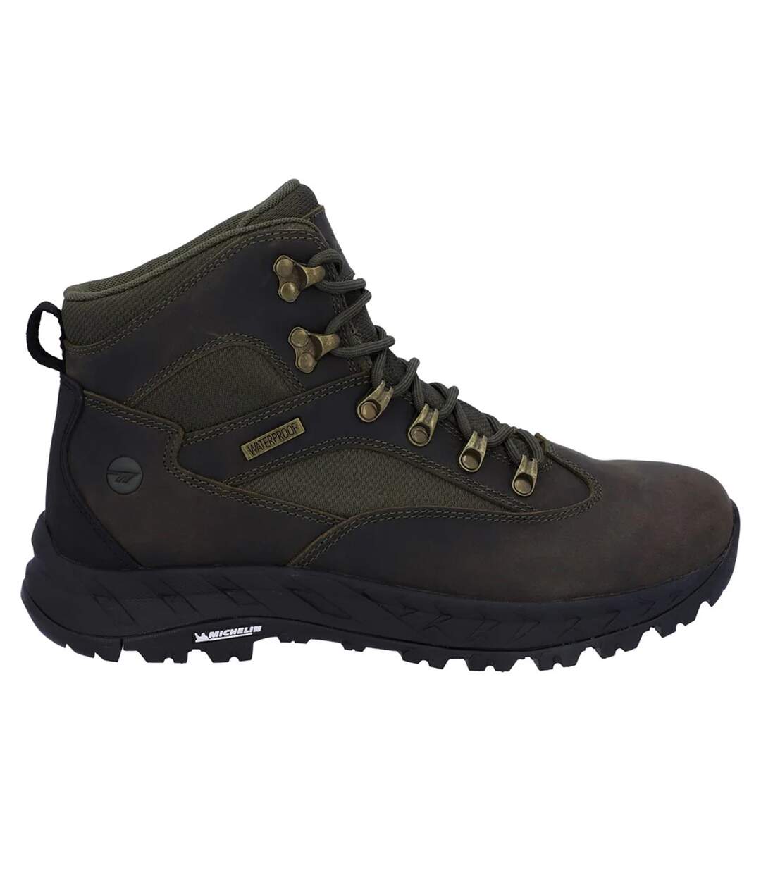 Mens euro trail walking boots khaki green Hi-Tec