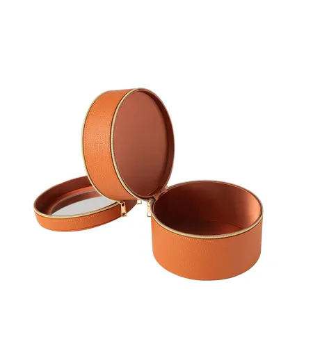 Boîte Ronde Pour Cosmétiques Ericka 19cm Cognac