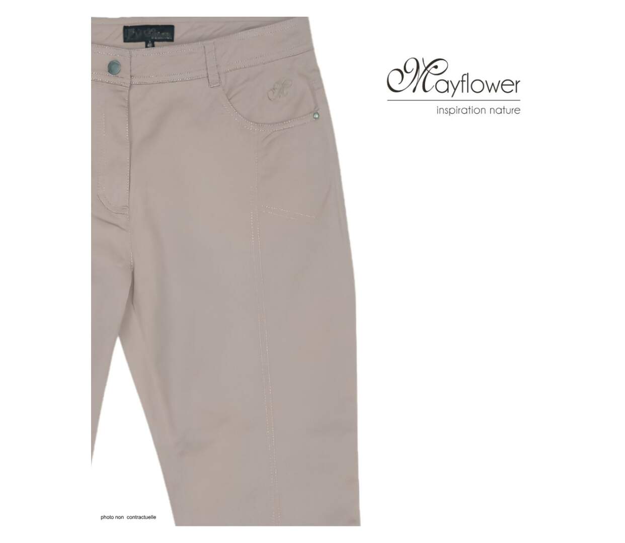 Pantacourt STRETCH Beige en coton avec zip fantaisie : confort et style moderne-4