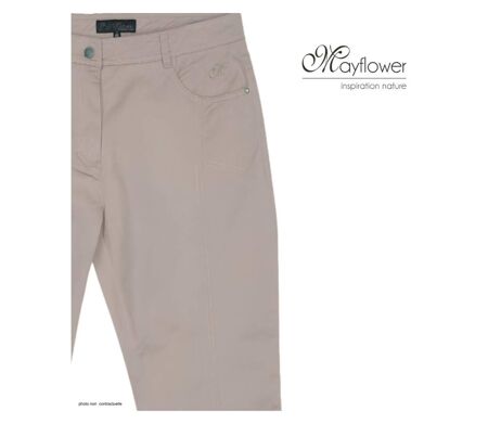 Pantacourt STRETCH Beige en coton avec zip fantaisie : confort et style moderne
