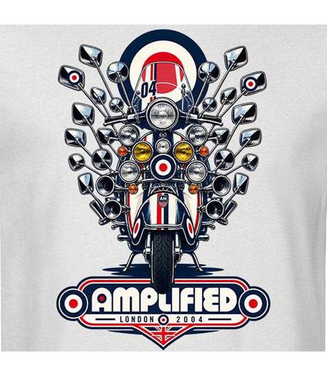Unisex Adult Scooter Mod Target T-shirt Vintage White Amplified-3