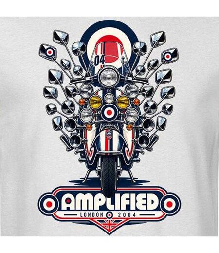 Unisex Adult Scooter Mod Target T-shirt Vintage White Amplified