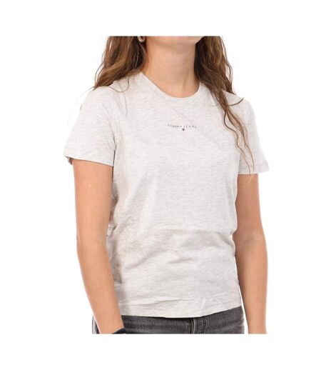 T-Shirt gris clair femme tommy hilfiger linear