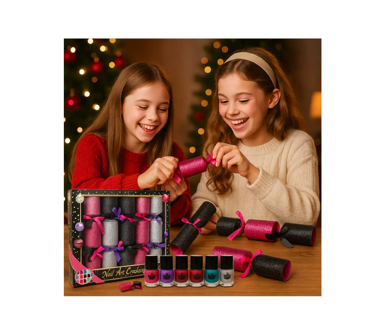 Coffret Cadeau de 6 Crackers de Noël Vernis à ongles-3