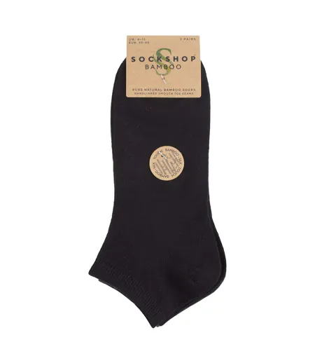 3 Pack Mens Plain Bamboo Trainer Liner Socks - Soft Breathable Everyday Comfort