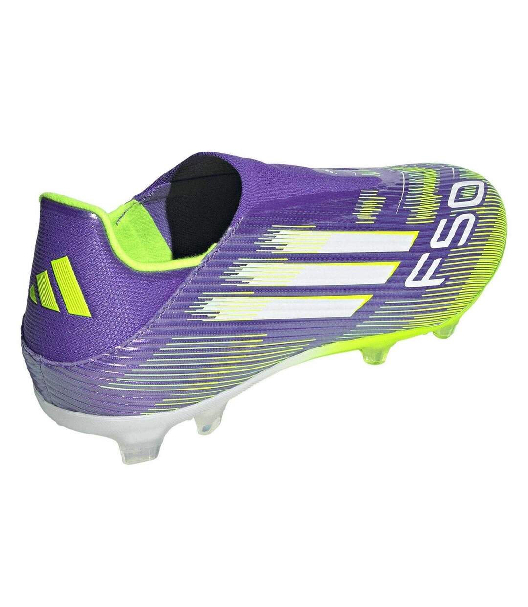 Mens F50 League Laceless Firm Ground Football Boots Purple White Adidas-2
