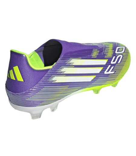 Mens F50 League Laceless Firm Ground Football Boots Purple White Adidas