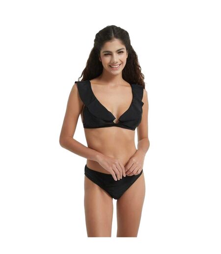 Womens/ladies Frill Bikini Top Black Be You