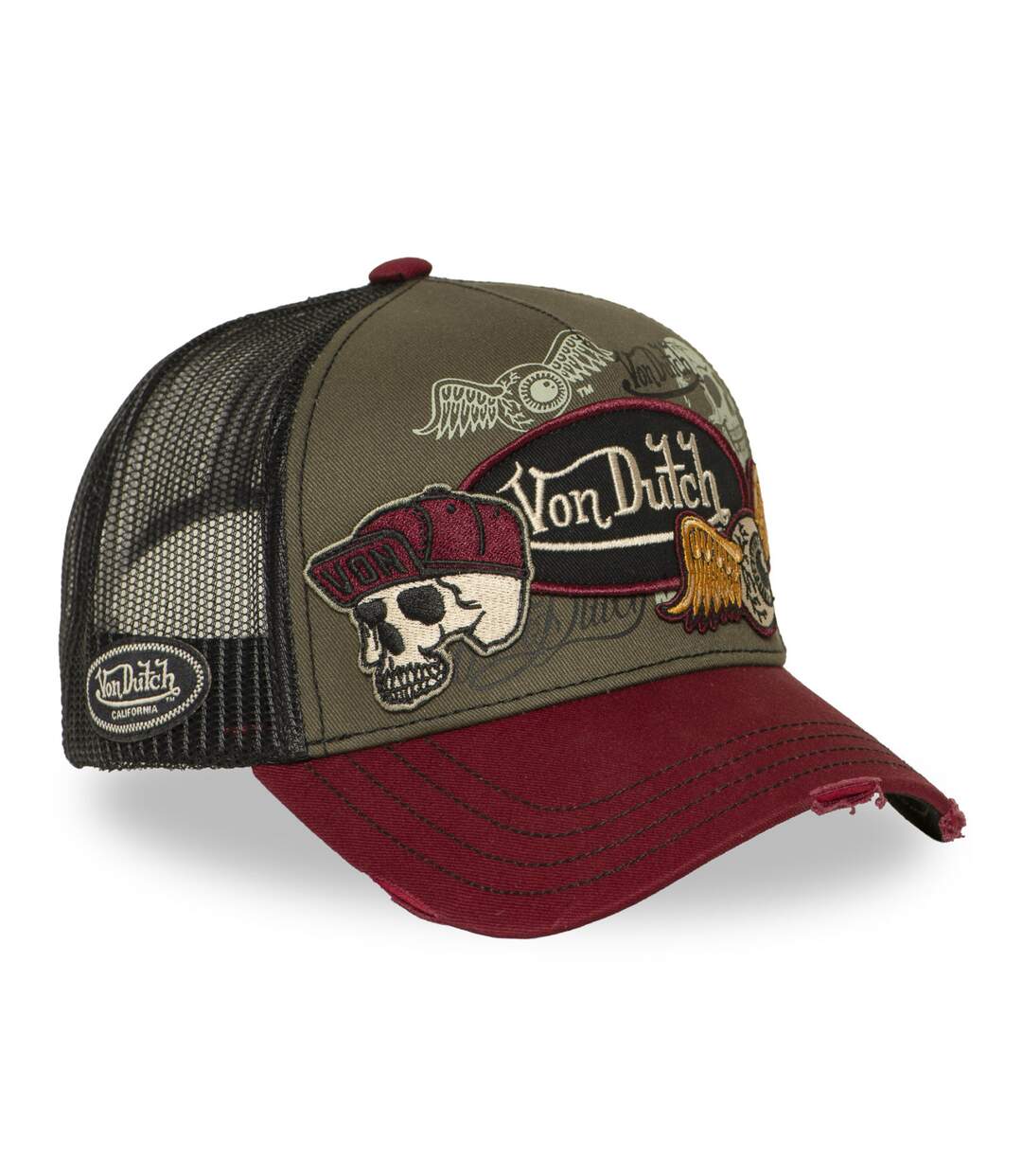 Casquette trucker filet effet usé avec patch et print Patches17 Vondutch-4