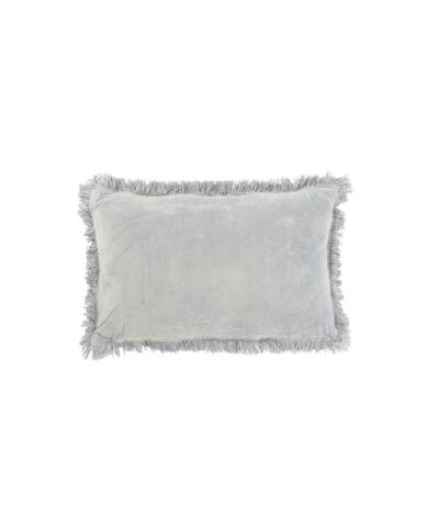 Paris Prix - Coussin Déco franges Velours 35x55cm Gris Bleu