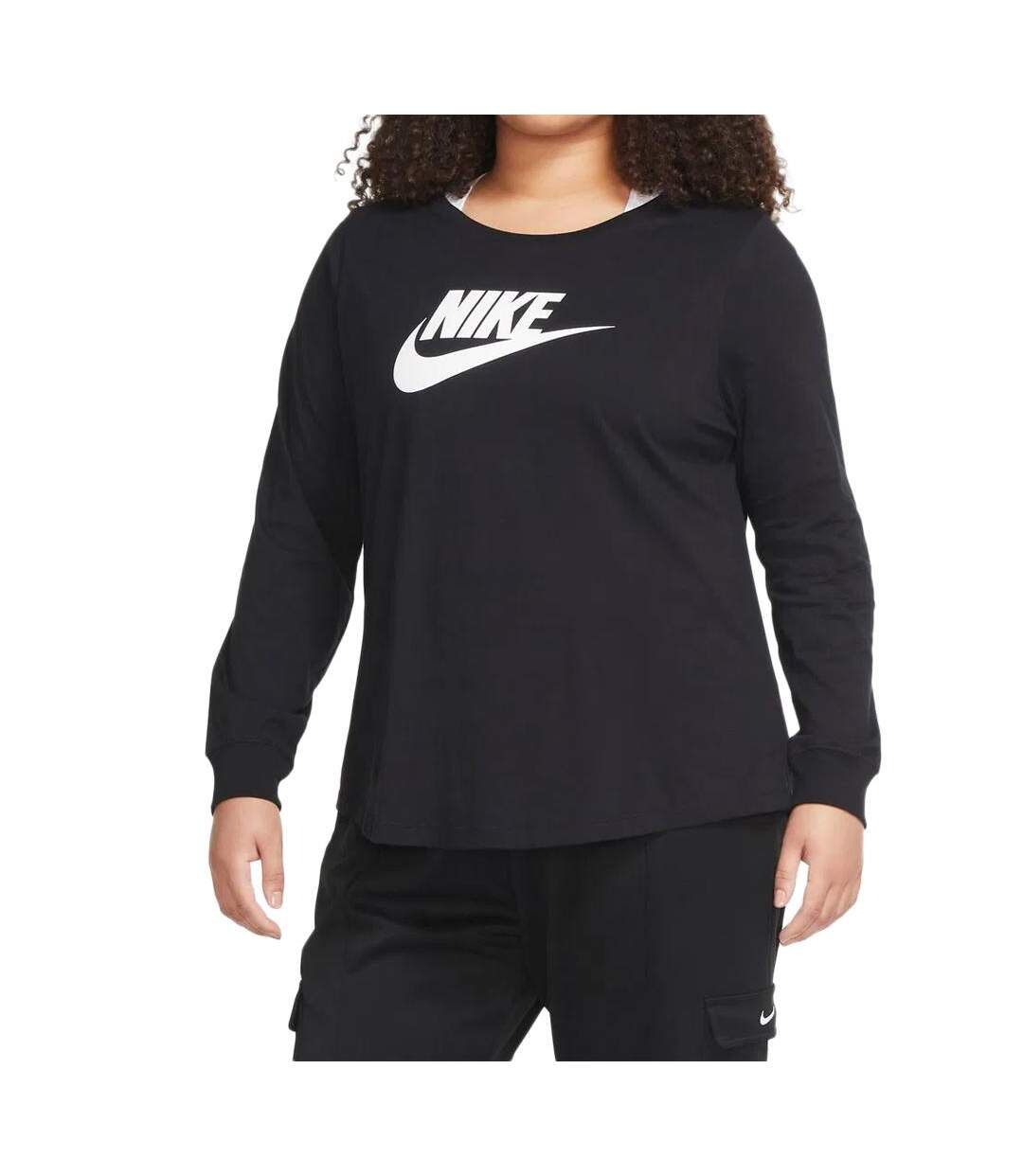 T-shirt Manches Longues Noir Femme Nike Essential (grande taille) - XL-1