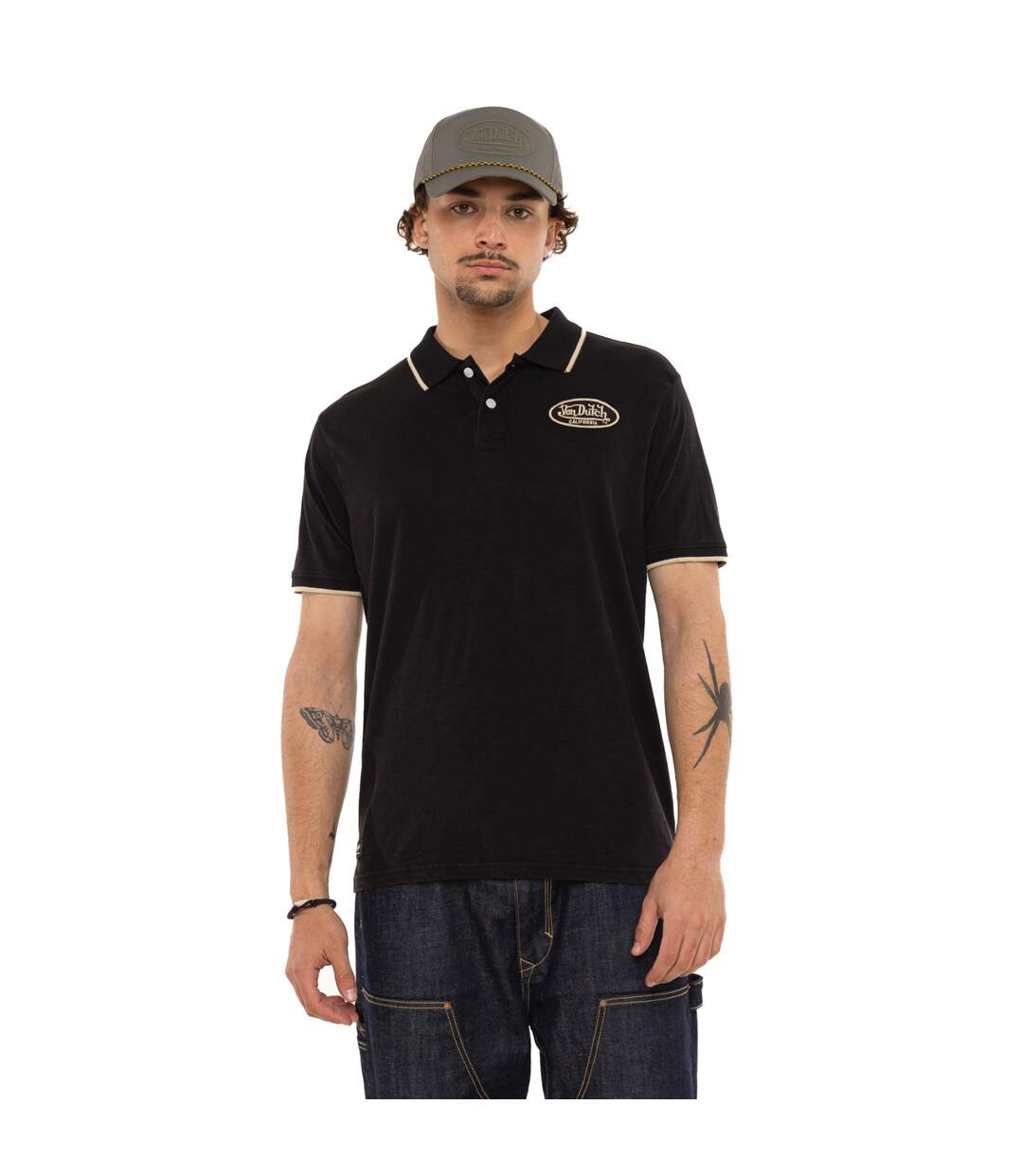 Polo homme en slub jersey avec patch et print dos Los Vondutch-1