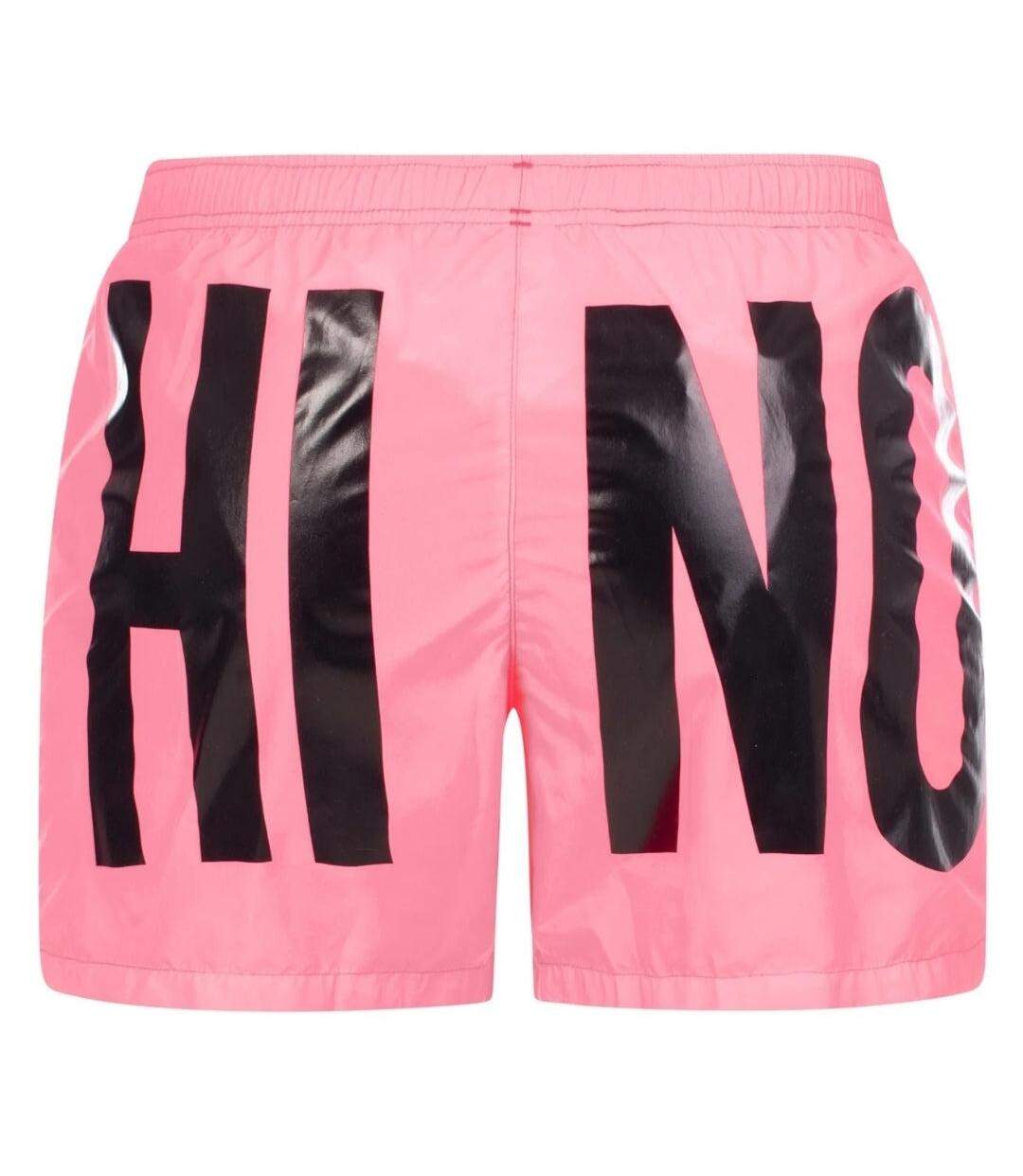 Mens Logo Swim Shorts Pink Moschino-2