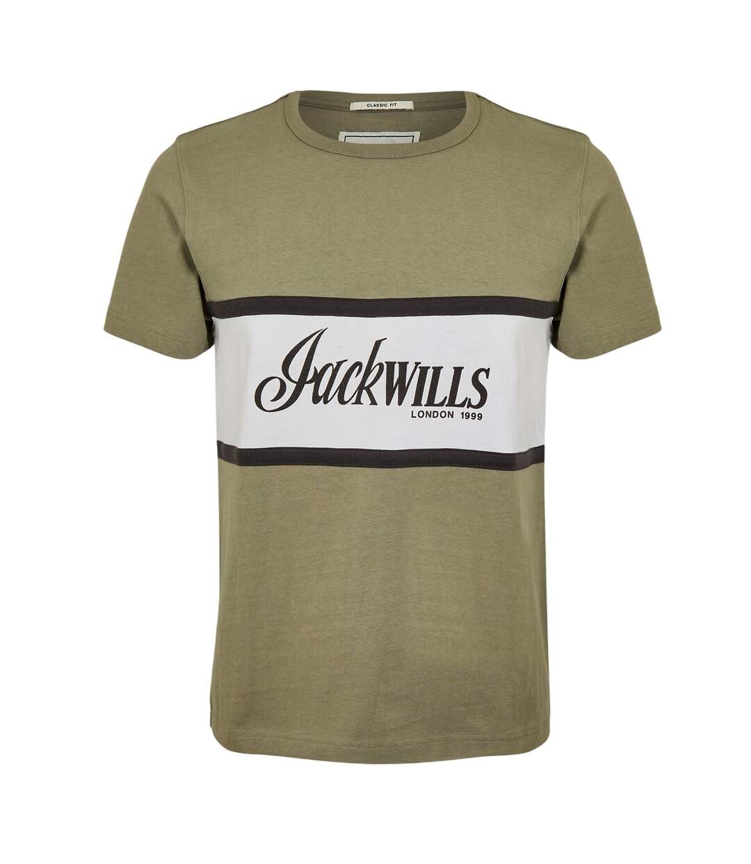 Mens Big Logo Crew Neck T-shirt Silver Sage Jack Wills-2