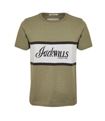 Mens Big Logo Crew Neck T-shirt Silver Sage Jack Wills