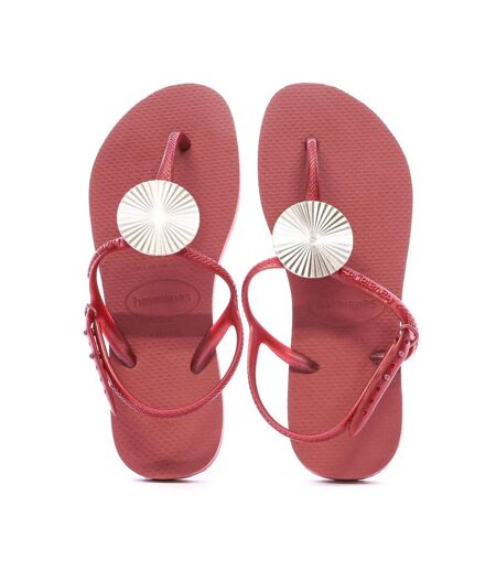 Tongs rouge femme havaianas twist metal pau brasil