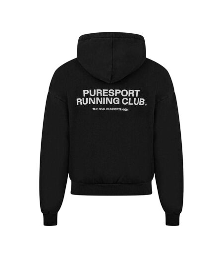 Mens Running Club Organic Cotton Pullover Hoodie Black Puresport