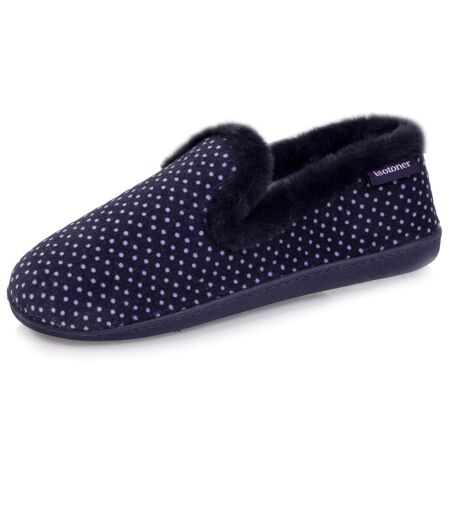 Isotoner Chaussons Charentaises femme soutien voûte plantaire, mémoire de forme, chaud et tendance à pois