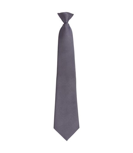 Unisex adult colours fashion plain clip-on tie one size grey Premier