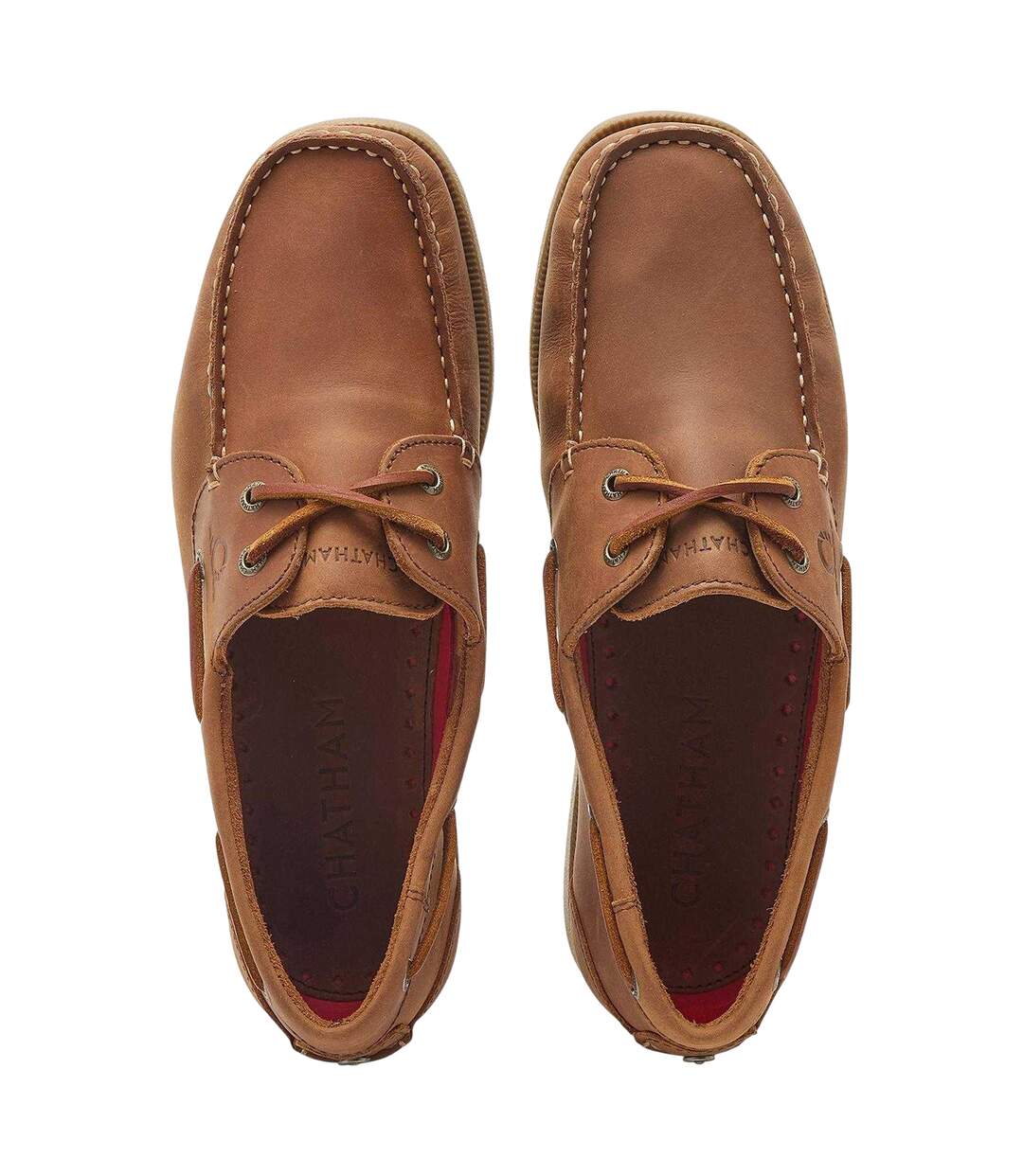 Mens Leather Boat Shoes Dark Tan Chatham-3
