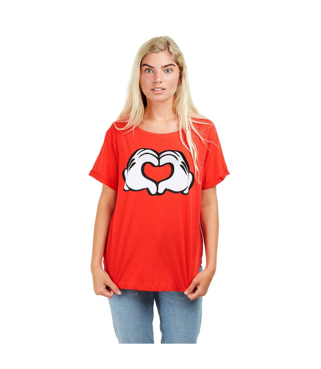 Disney - T-shirt LOVE HANDS - Femme (Rouge) - UTTV1007-4