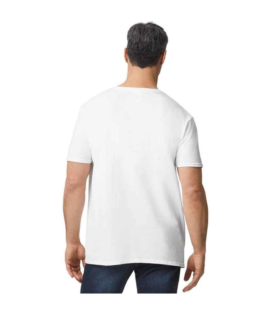 Mens softstyle v neck t-shirt blanc Gildan-2