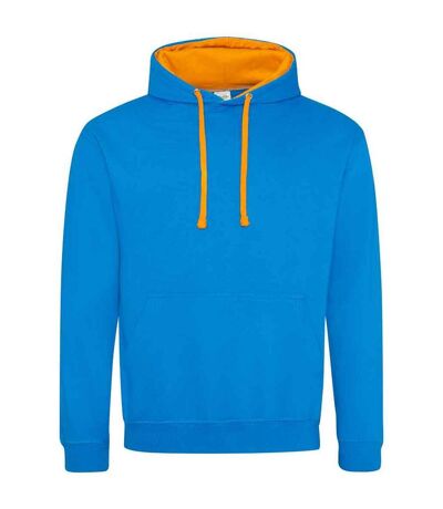 Sweat À Capuche Varsity Femme Bleu Saphir Orange Vif Awdis